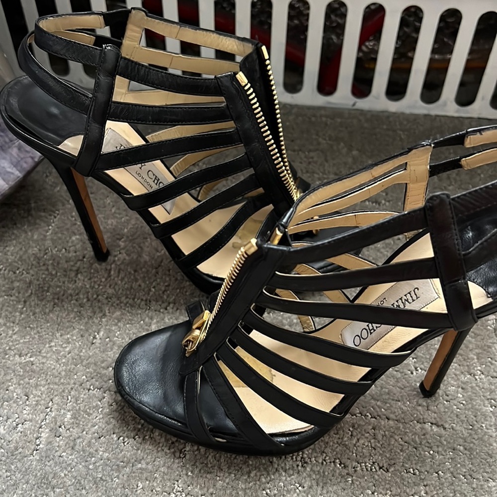 Jimmy Choo black heels with zip